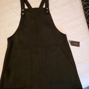 Faux suede overall dress
